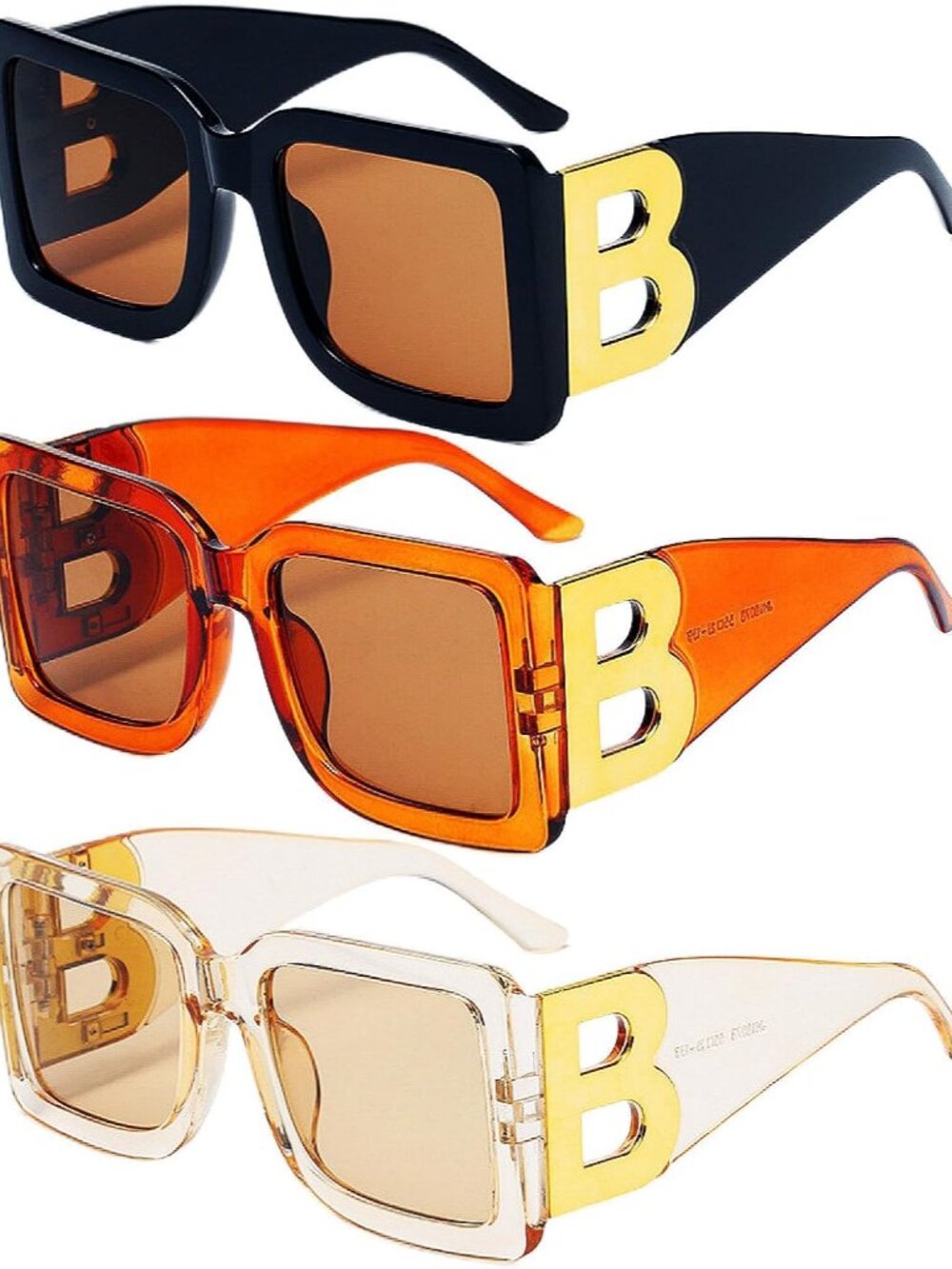 Designer Oversized Square Sunglasses - 3 Fashionable Colors & Full UV Protection